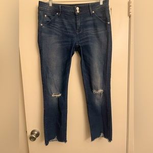 Hudson Collin flap skinny cropped uneven raw hem distressed denim see pics EUC